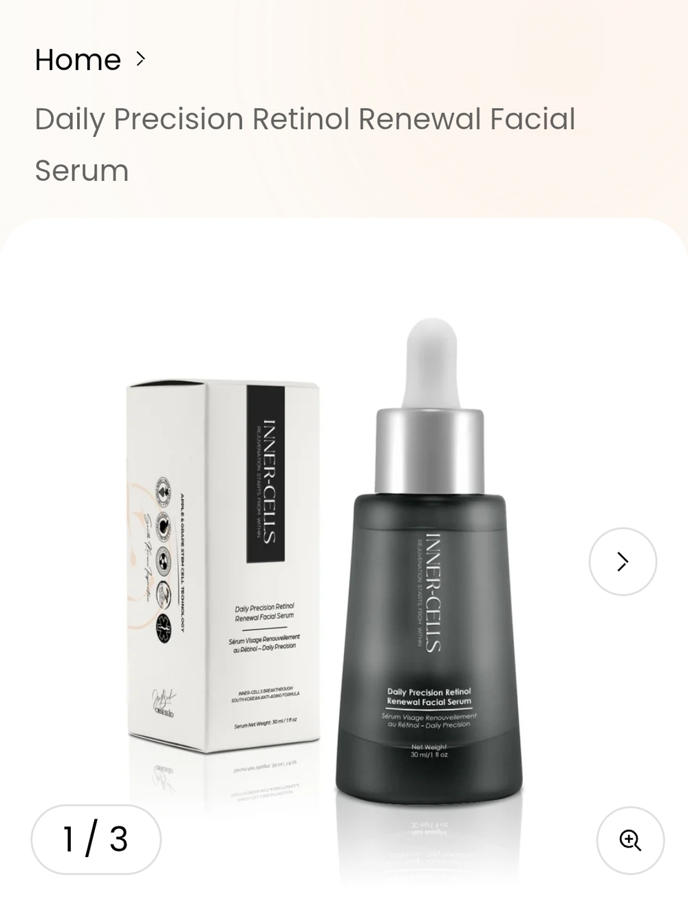 Inner-Cells , Daily Precision Retinol Renewal Facial Serum - Gray